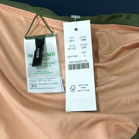 J. Crew Bikini Bottom Women's L Green Curved Waist Cheeky New BC125 7836 - Picture 8 of 13